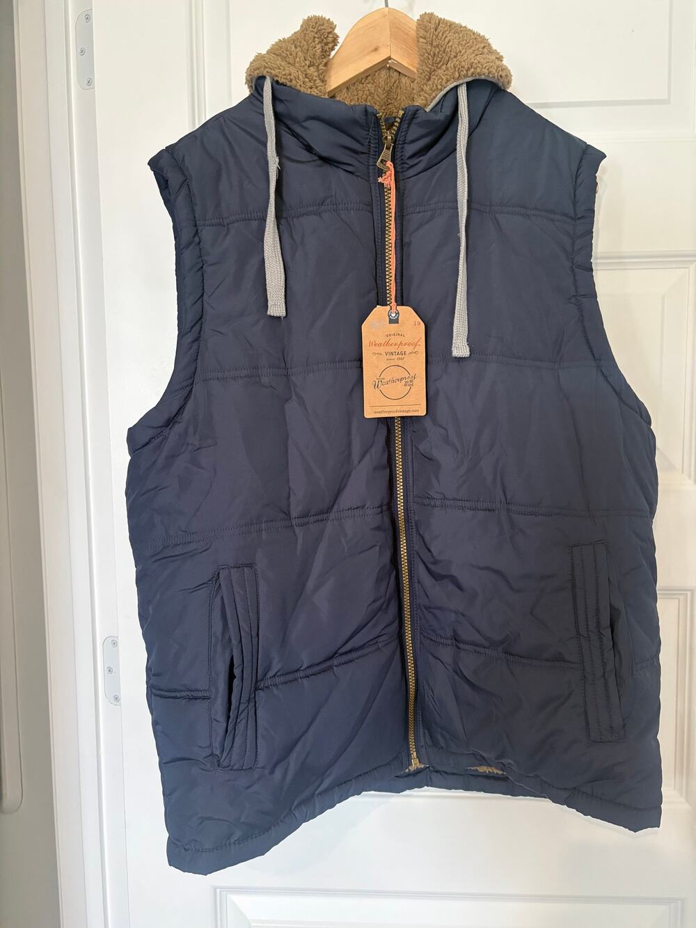 Weatherproof Vintage Men's Sherpa Lined Puffer Vest Navy Large